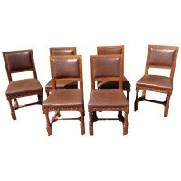 A W N Pugin, Stamped Gillows, a Set of Six Gothic Revival Oak Dining Chairs - Thumbnail 1