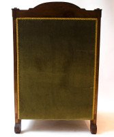 Arts and Crafts Walnut Armchair with Carved Female Heads and High Heel Shoes - Thumbnail 1