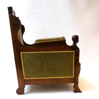 Arts and Crafts Walnut Armchair with Carved Female Heads and High Heel Shoes - Thumbnail 2