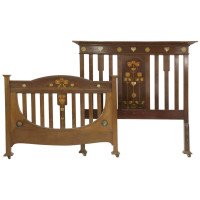 Exceptional Double Bed by Shapland & Petter with Stylised Floral Inlays - Thumbnail 10