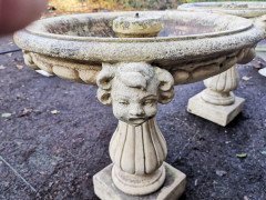 Pair of French Cast Concrete Garden Fountains with Medieval Heads to the Basins - Thumbnail 8