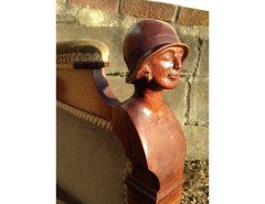 Arts and Crafts Walnut Armchair with Carved Female Heads and High Heel Shoes - Thumbnail 11