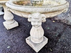 Pair of French Cast Concrete Garden Fountains with Medieval Heads to the Basins - Thumbnail 9