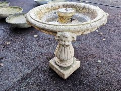 Pair of French Cast Concrete Garden Fountains with Medieval Heads to the Basins - Thumbnail 11
