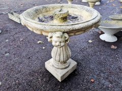 Pair of French Cast Concrete Garden Fountains with Medieval Heads to the Basins - Thumbnail 12