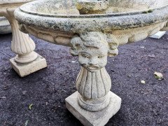 Pair of French Cast Concrete Garden Fountains with Medieval Heads to the Basins - Thumbnail 14