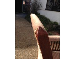 Walnut Arts & Crafts Armchair with Pyramidal Top Details & Curved Out Arms - Thumbnail 5