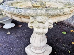Pair of French Cast Concrete Garden Fountains with Medieval Heads to the Basins - Thumbnail 16