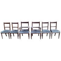 Bruce Talbert Attri Six Aesthetic Movement Oak Dining Chairs with Carved Florets - Thumbnail 1
