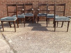 Bruce Talbert Attri Six Aesthetic Movement Oak Dining Chairs with Carved Florets - Thumbnail 2