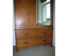 Liberty & Co. Attr Arts & Crafts Oak Double Wardrobe with Stylized Cut- Outs - Thumbnail 3