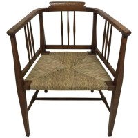 E A Taylor, Wylie and Lochhead or Shapland & Petter. A Fine Rush Seated Armchair - Thumbnail 7