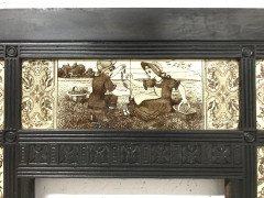 English Aesthetic Movement Cast Iron Fire Insert with Original Maw & Co Tiles - Thumbnail 2