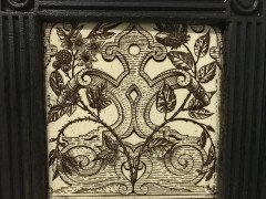 English Aesthetic Movement Cast Iron Fire Insert with Original Maw & Co Tiles - Thumbnail 13