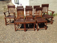 Heal's (attributed). a Set of Eight English Arts & Crafts Oak Dining Chairs - Thumbnail 2
