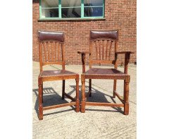 Heal's (attributed). a Set of Eight English Arts & Crafts Oak Dining Chairs - Thumbnail 3