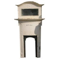 Arts & Crafts Cast Iron Fireplace with Its Original Cast Iron Overmantel Mirror
