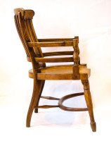 E. W. Godwin, attributed. An Oak Armchair with Shaped Back & Crinoline Hoop Stretcher - Thumbnail 4