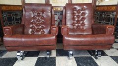 Pair of Mid-Century Modern French Cantilever Armchairs with Double Chrome Bases - Thumbnail 2