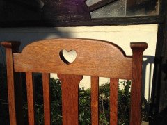 Liberty & Co Four English Arts & Crafts Oak Dining Chairs with Heart Cut-Outs - Thumbnail 3
