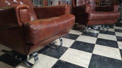 Pair of Mid-Century Modern French Cantilever Armchairs with Double Chrome Bases - Thumbnail 6