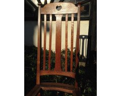 Liberty & Co Four English Arts & Crafts Oak Dining Chairs with Heart Cut-Outs - Thumbnail 4