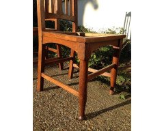 Liberty & Co Four English Arts & Crafts Oak Dining Chairs with Heart Cut-Outs - Thumbnail 5
