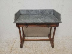 A W N Pugin Gillows, Gothic Revival Oak Marble-Top Washstand with Carved Florets - Thumbnail 2