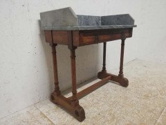 A W N Pugin Gillows, Gothic Revival Oak Marble-Top Washstand with Carved Florets - Thumbnail 3