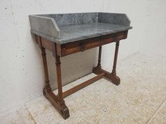 A W N Pugin Gillows, Gothic Revival Oak Marble-Top Washstand with Carved Florets - Thumbnail 4