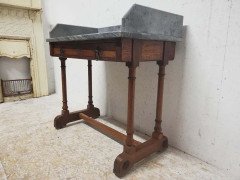 A W N Pugin Gillows, Gothic Revival Oak Marble-Top Washstand with Carved Florets - Thumbnail 5