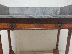 A W N Pugin Gillows, Gothic Revival Oak Marble-Top Washstand with Carved Florets - Thumbnail 7