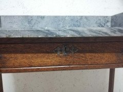 A W N Pugin Gillows, Gothic Revival Oak Marble-Top Washstand with Carved Florets - Thumbnail 10