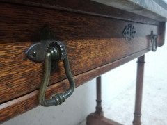 A W N Pugin Gillows, Gothic Revival Oak Marble-Top Washstand with Carved Florets - Thumbnail 12
