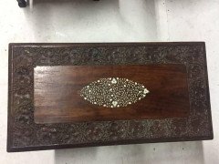 Moorish Carved and Inlaid Teak Folding Coffee Table - Thumbnail 2