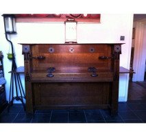 Valkyrie Arts and Crafts Oak Piano Designed by L F Wyburd for Liberty and Co - Thumbnail 9