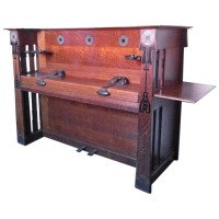 Valkyrie Arts and Crafts Oak Piano Designed by L F Wyburd for Liberty and Co - Thumbnail 10
