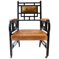 E W Godwin. Probably made by William Watt. A Rare Anglo-Japanese Armchair. - Thumbnail 1