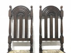 Liberty & Co. Set of 14 Gothic Style Arts & Crafts Oak Dining Chairs & Armchairs - Thumbnail 5
