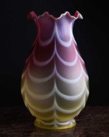 Thomas Webb, a Large Vaseline and Cranberry Shade, Circa 1900 - Thumbnail 3