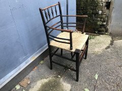 William Morris, A Classic Arts & Crafts Ebonised Armchair from the Sussex Range. - Thumbnail 5