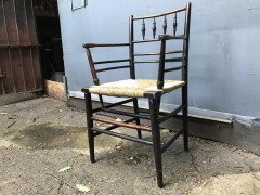 William Morris, A Classic Arts & Crafts Ebonised Armchair from the Sussex Range. - Thumbnail 6