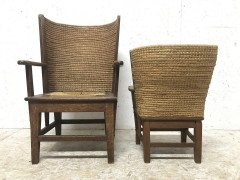 Near Matching Pair of Arts & Crafts Small and Large Children's Orkney Chairs - Thumbnail 2