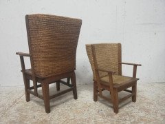 Near Matching Pair of Arts & Crafts Small and Large Children's Orkney Chairs - Thumbnail 4