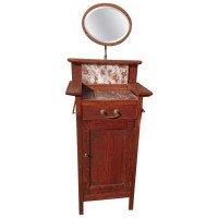 Arts & Crafts Gentleman's Oak Wash or Shaving Stand with Purple Marble - Thumbnail 1