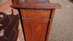 Arts & Crafts Gentleman's Oak Wash or Shaving Stand with Purple Marble - Thumbnail 3