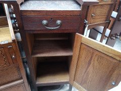 Arts & Crafts Gentleman's Oak Wash or Shaving Stand with Purple Marble - Thumbnail 5