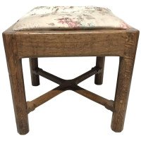 Gordon Russell, an Arts & Crafts Cotswold Oak Stool with Carved Cross Stretcher - Thumbnail 1