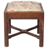 Gordon Russell, an Arts & Crafts Cotswold Oak Stool with Carved Cross Stretcher - Thumbnail 2