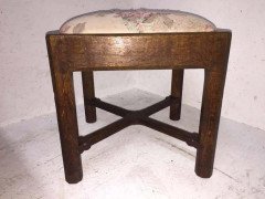 Gordon Russell, an Arts & Crafts Cotswold Oak Stool with Carved Cross Stretcher - Thumbnail 3